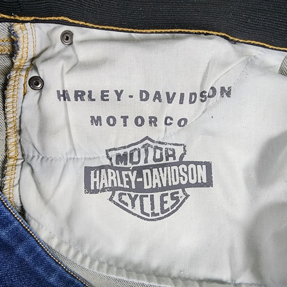 Harley Davidson Boot Cut Jeans Womens 31 Blue Pull On Stretch Denim - Never Worn